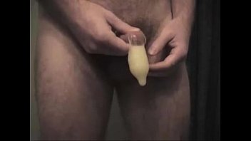 Condom explodes from massive cumshot