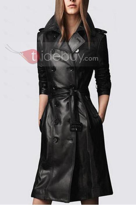 best of Breasted coat leather double long