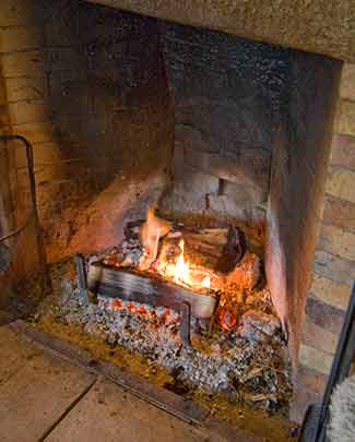 Sauna alone with fireplace heated