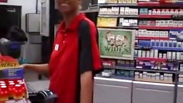 Naked convenience store flash clerk