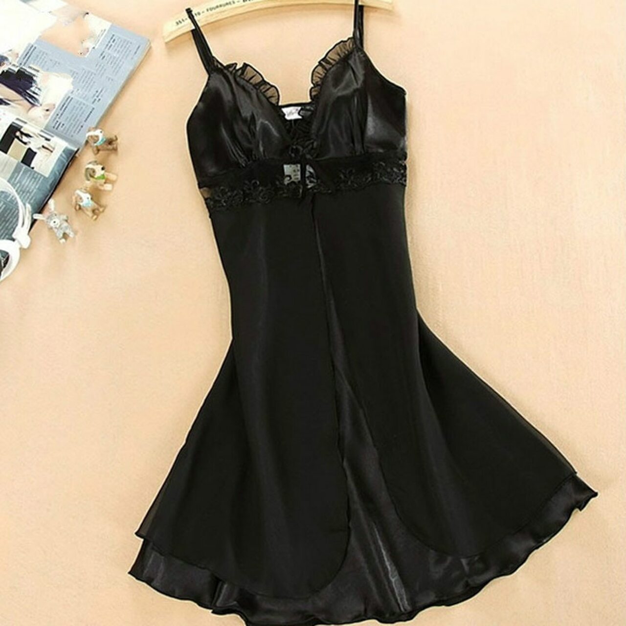 Dreads reccomend sexy black silk nightdress dress